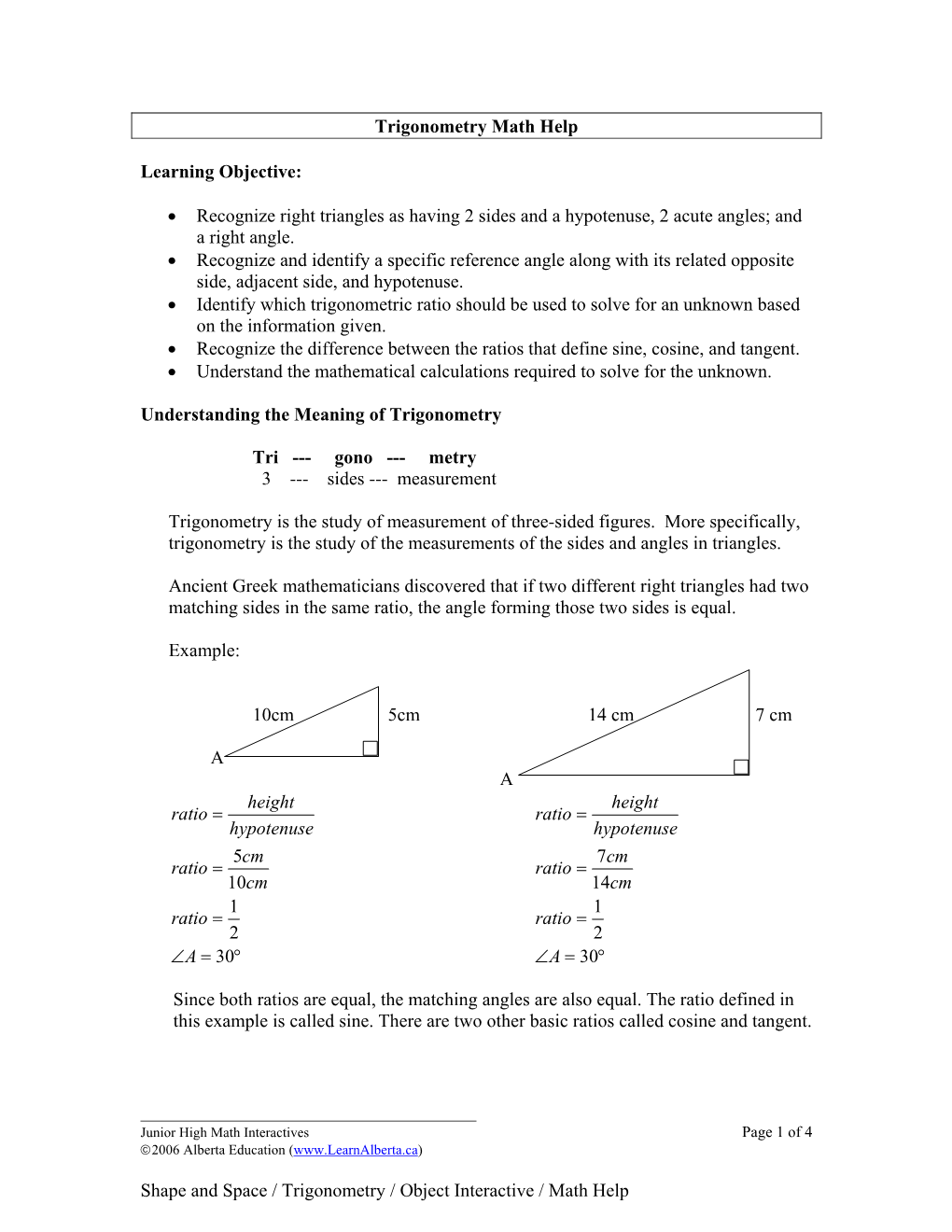 Trigonometry Math Help