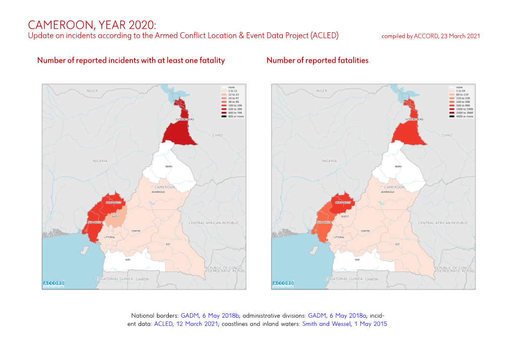 CAMEROON, YEAR 2020: Update on Incidents According to the Armed Conflict Location & Event Data Project (ACLED) Compiled by ACCORD, 23 March 2021