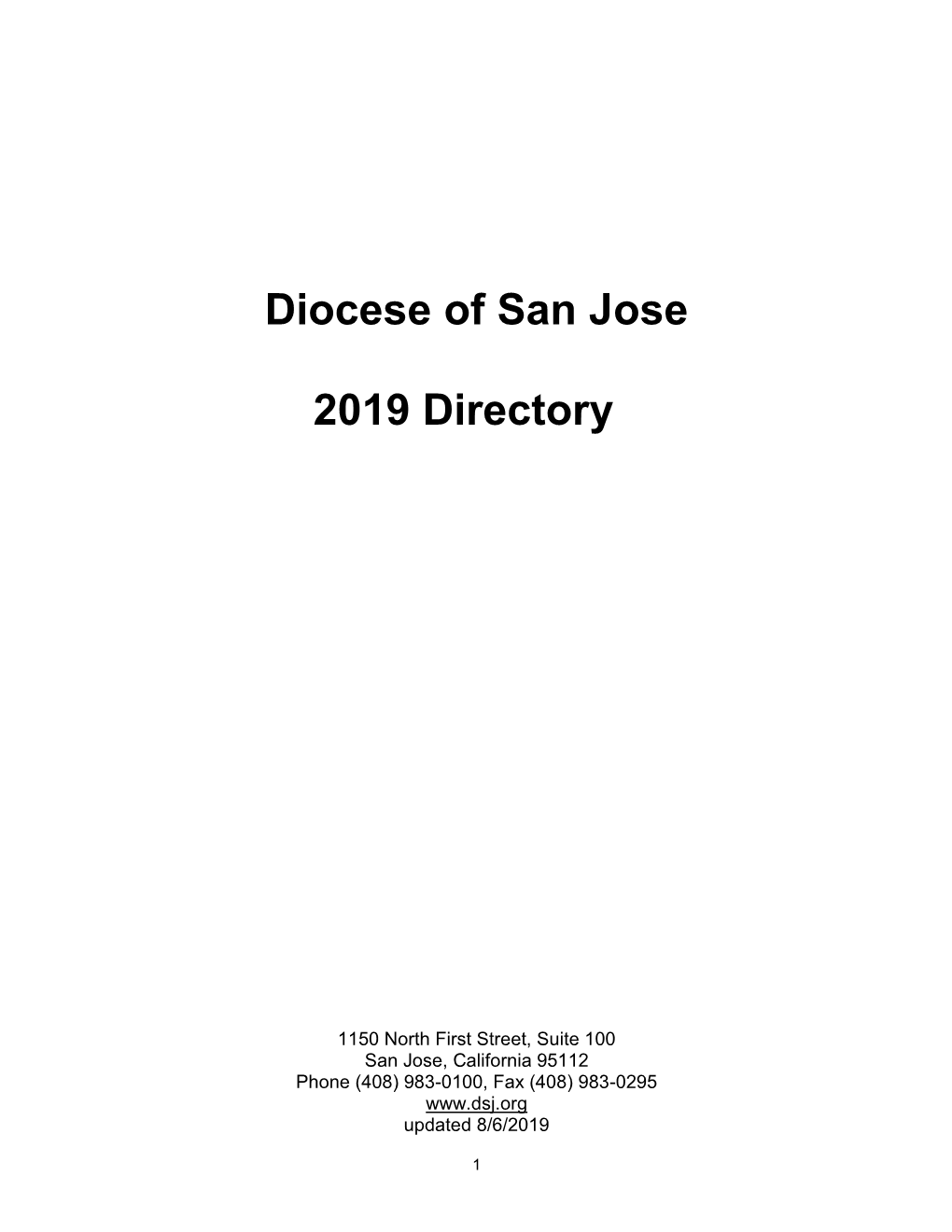 Diocese of San Jose 2019 Directory