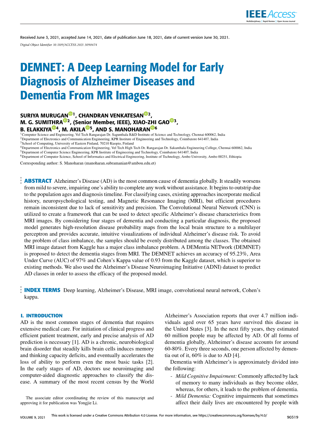 DEMNET: a Deep Learning Model for Early Diagnosis of Alzheimer Diseases and Dementia from MR Images