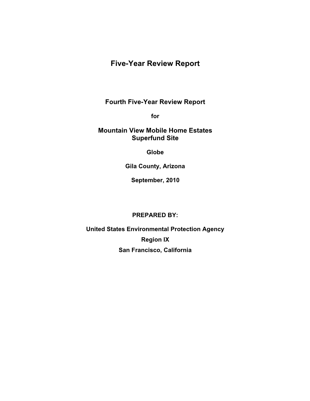 Fourth Five-Year Review Report