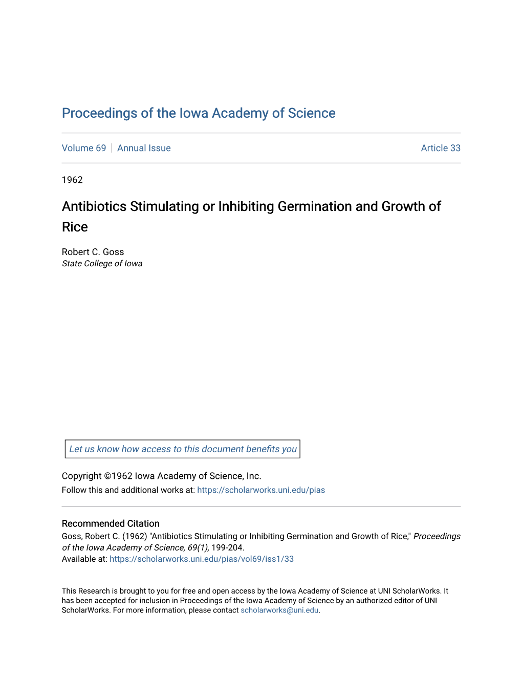 Antibiotics Stimulating Or Inhibiting Germination and Growth of Rice