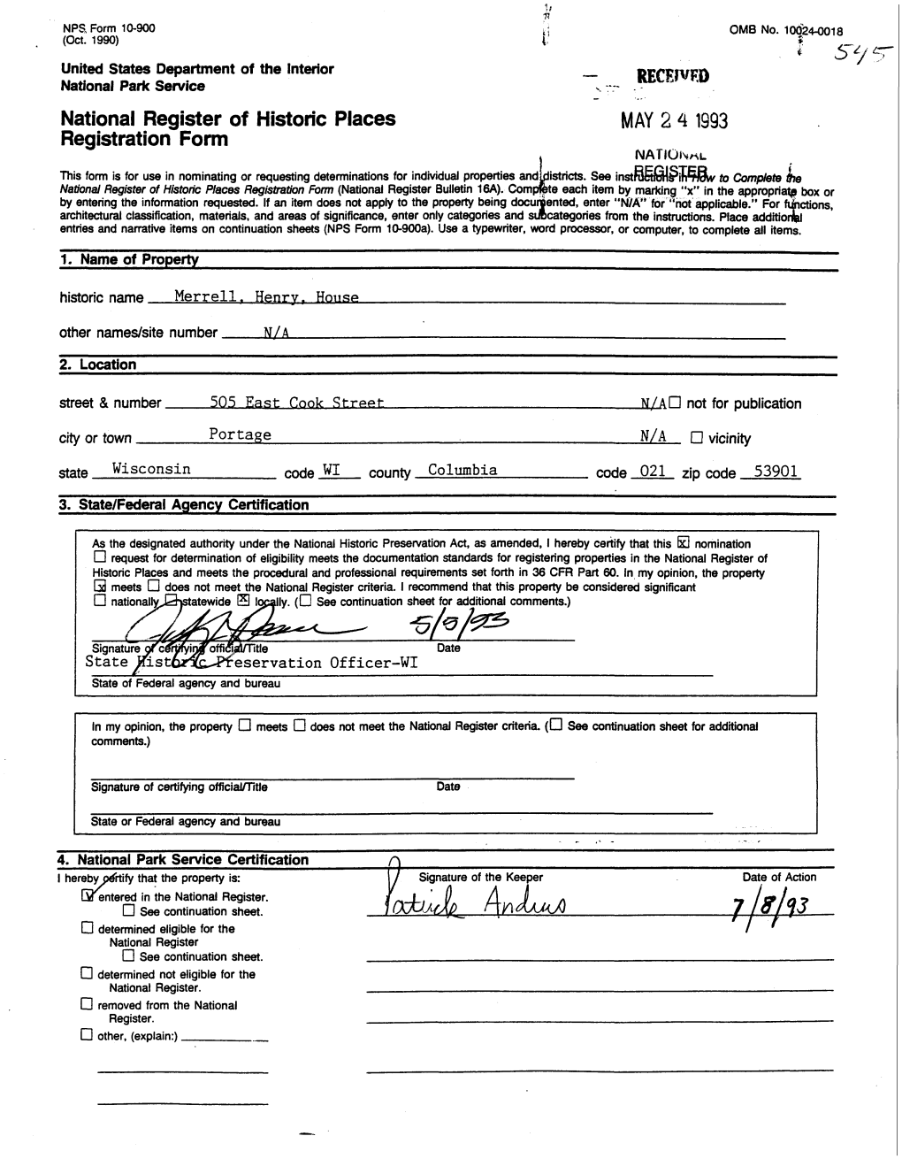 National Register of Historic Places .. WI Continuation Sheet 8' I • Section Number ___ Page ___ 8