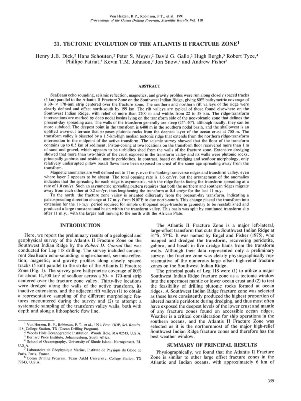 21. Tectonic Evolution of the Atlantis Ii Fracture Zone1