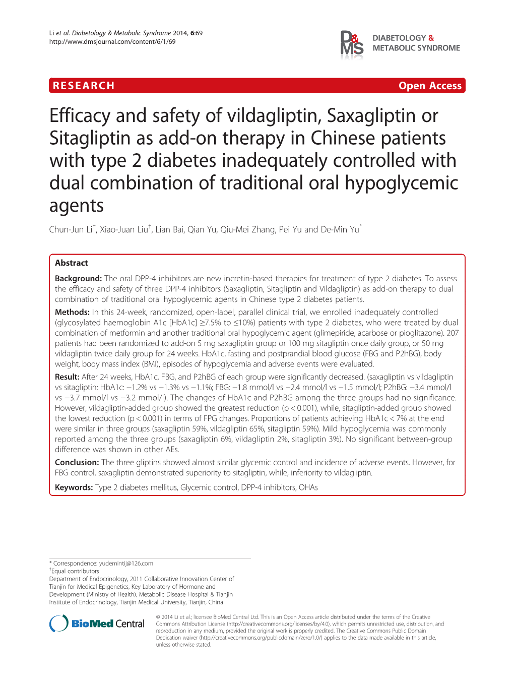 Efficacy and Safety of Vildagliptin, Saxagliptin Or Sitagliptin As