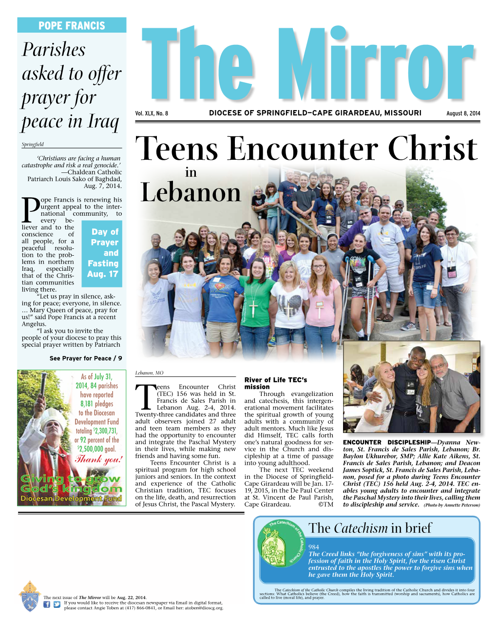 Teens Encounter Christ —Chaldean Catholic Patriarch Louis Sako of Baghdad, in Aug