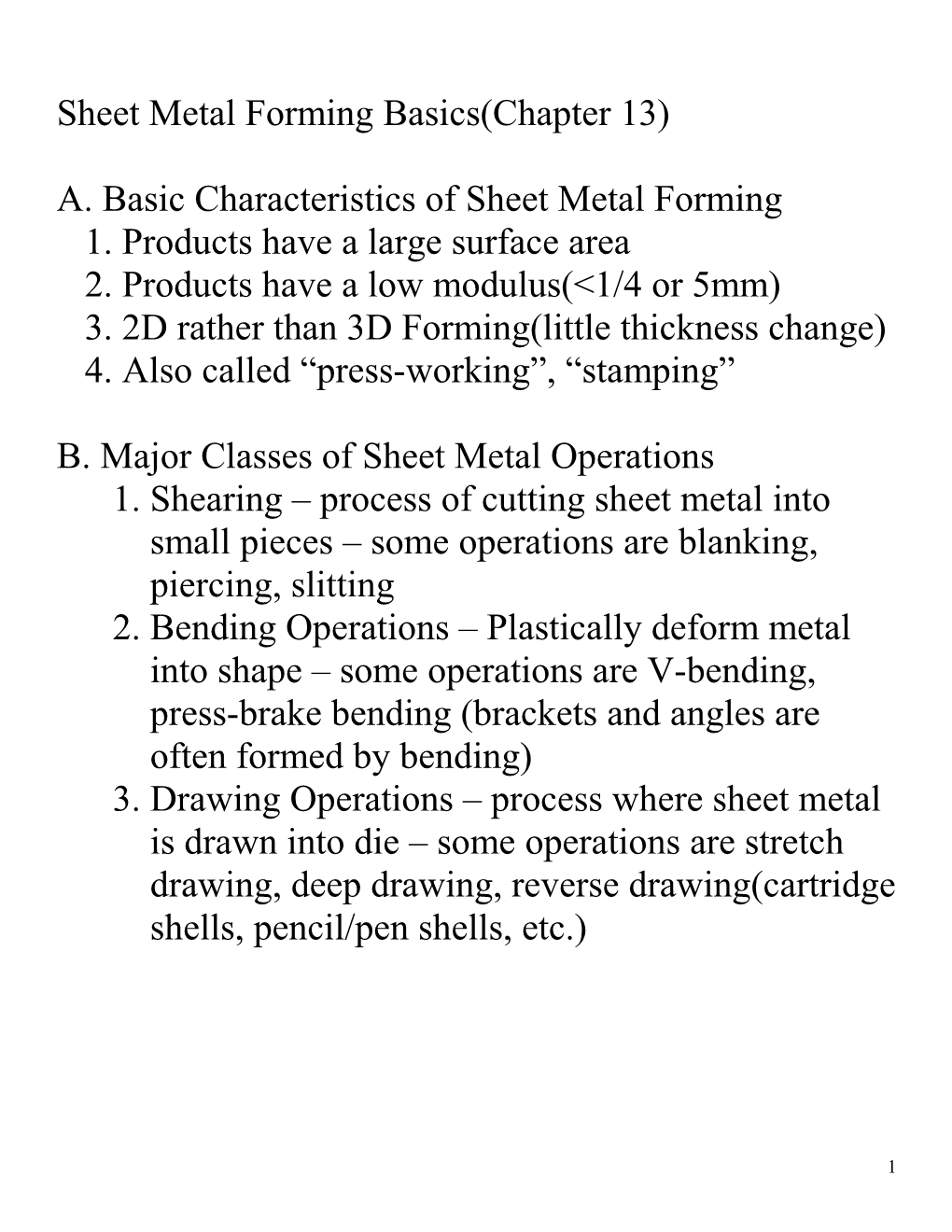 Sheet Metal Forming Basics(Chapter 13)