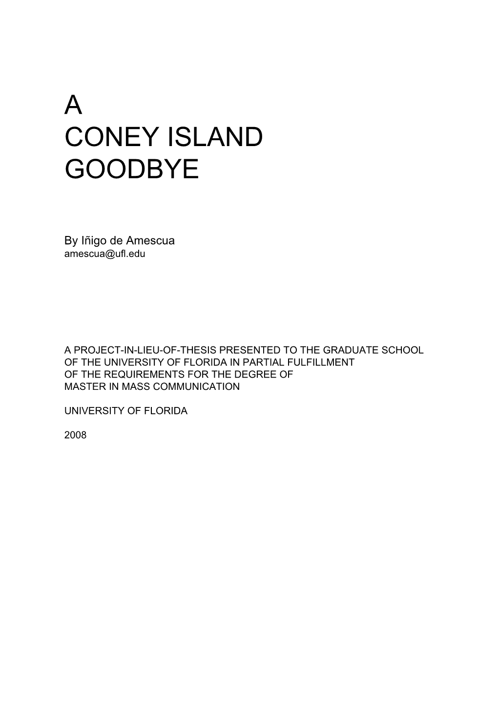 A Coney Island Goodbye