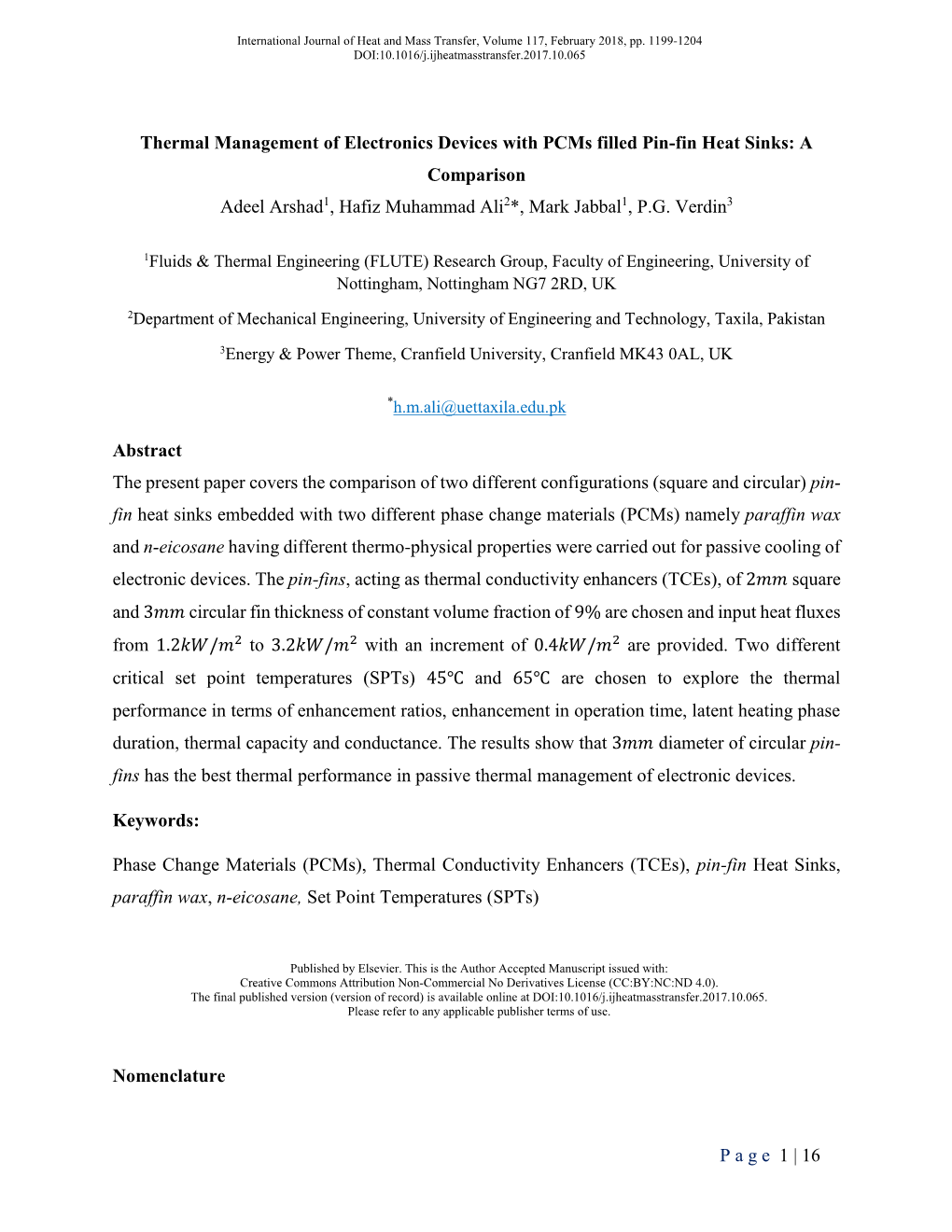 16 Thermal Management of Electronics