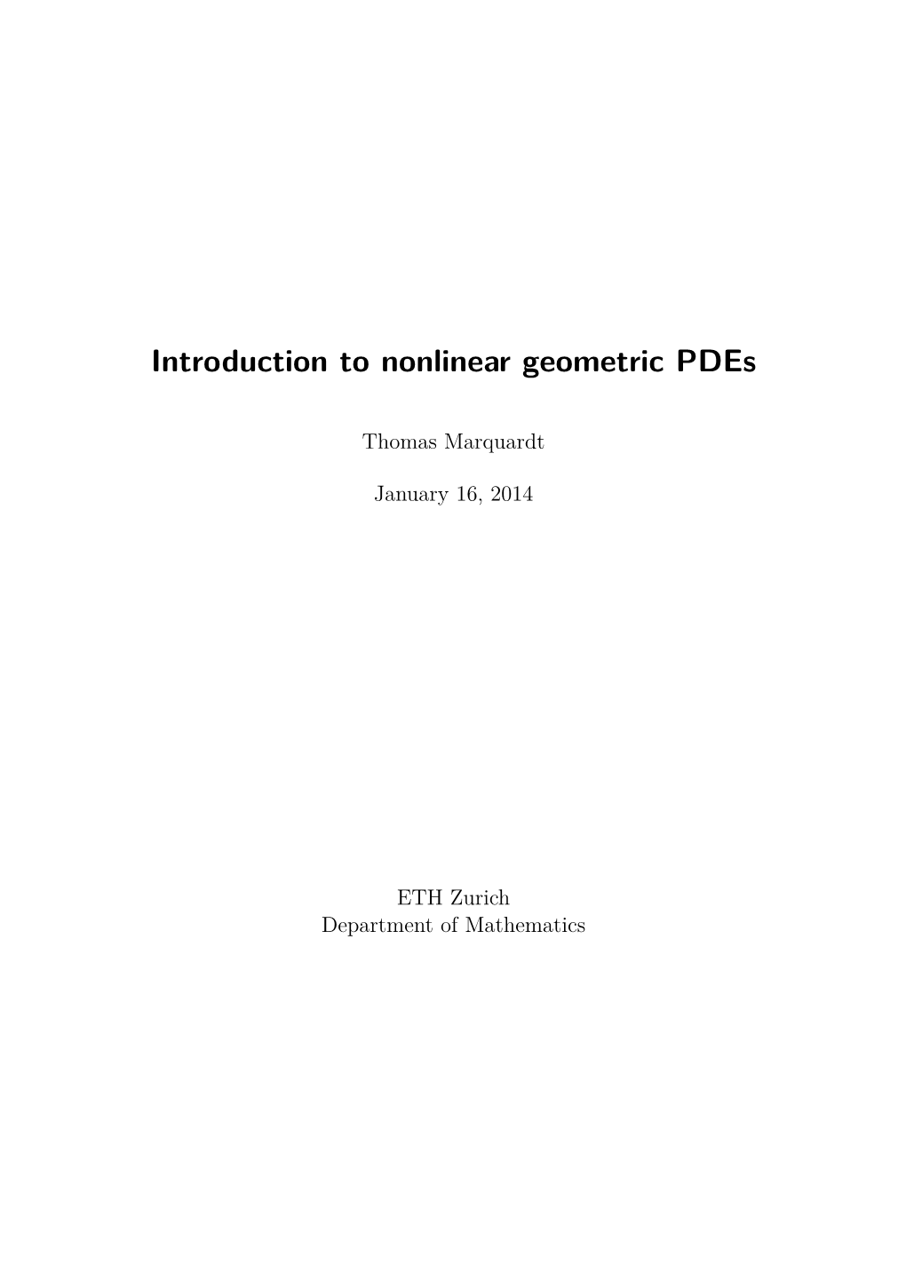 Introduction to Nonlinear Geometric Pdes