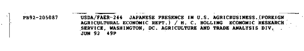 The Japanese Presence in U.S. Agribusiness 1 6