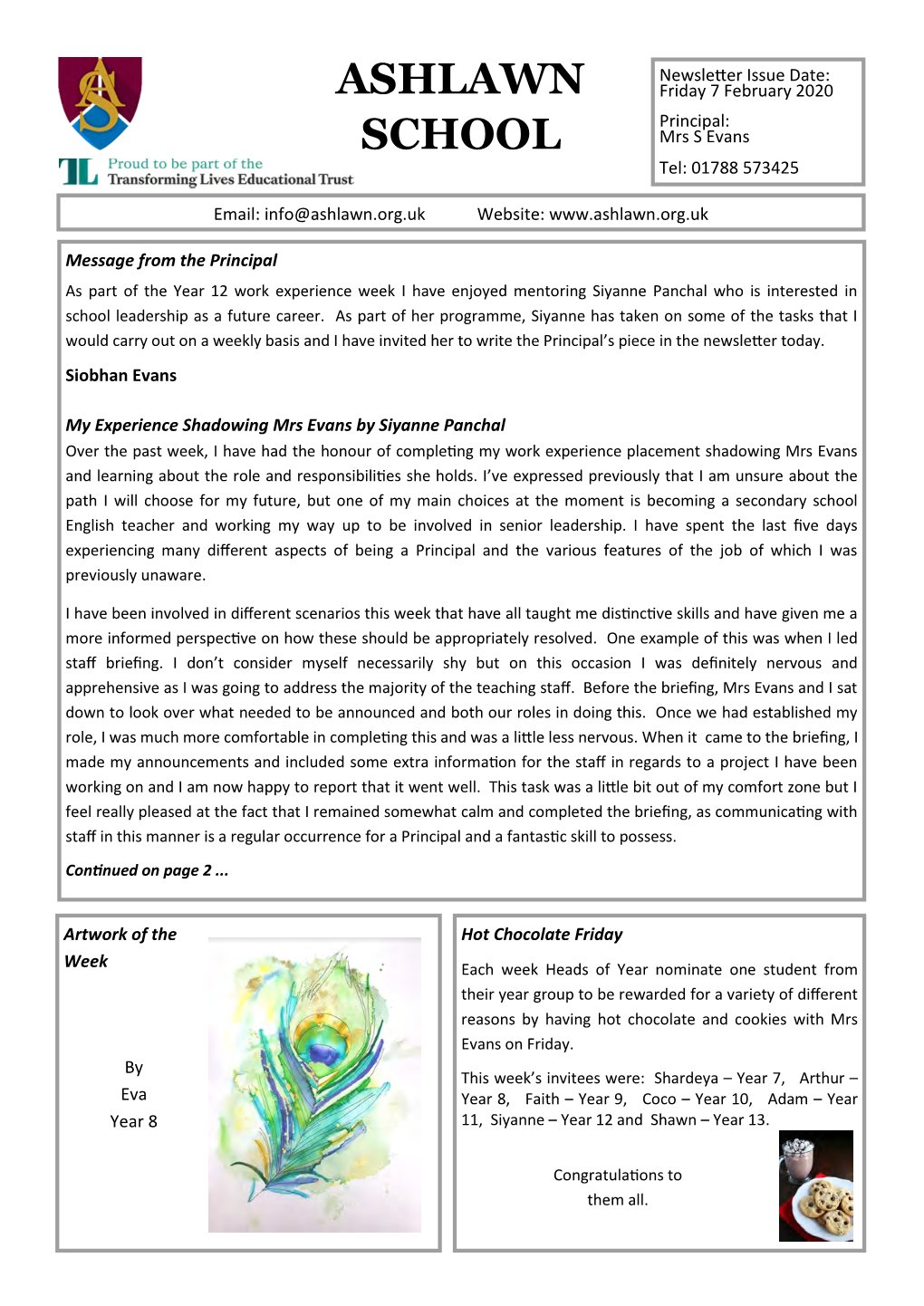 Ashlawn School Newsletter