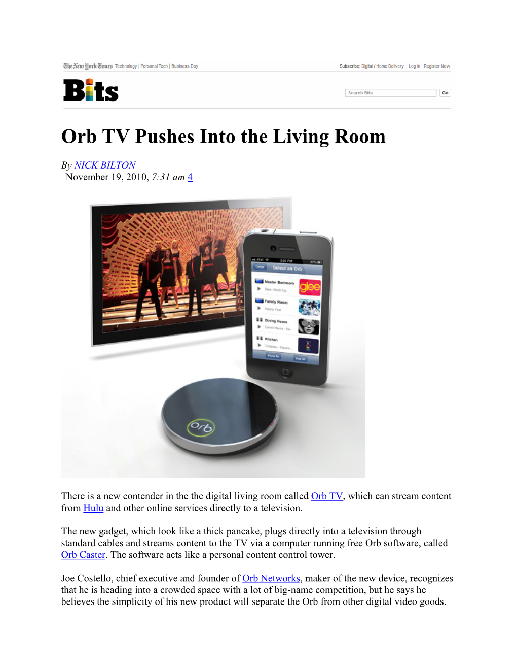 Orb TV Pushes Into the Living Room