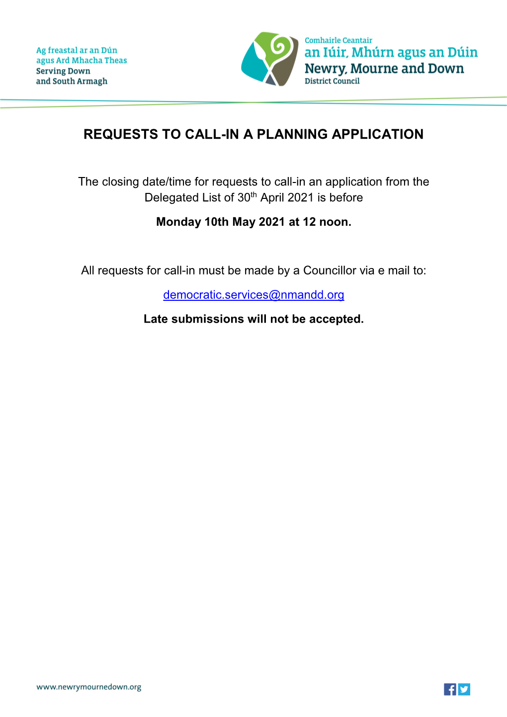 Requests to Call-In a Planning Application