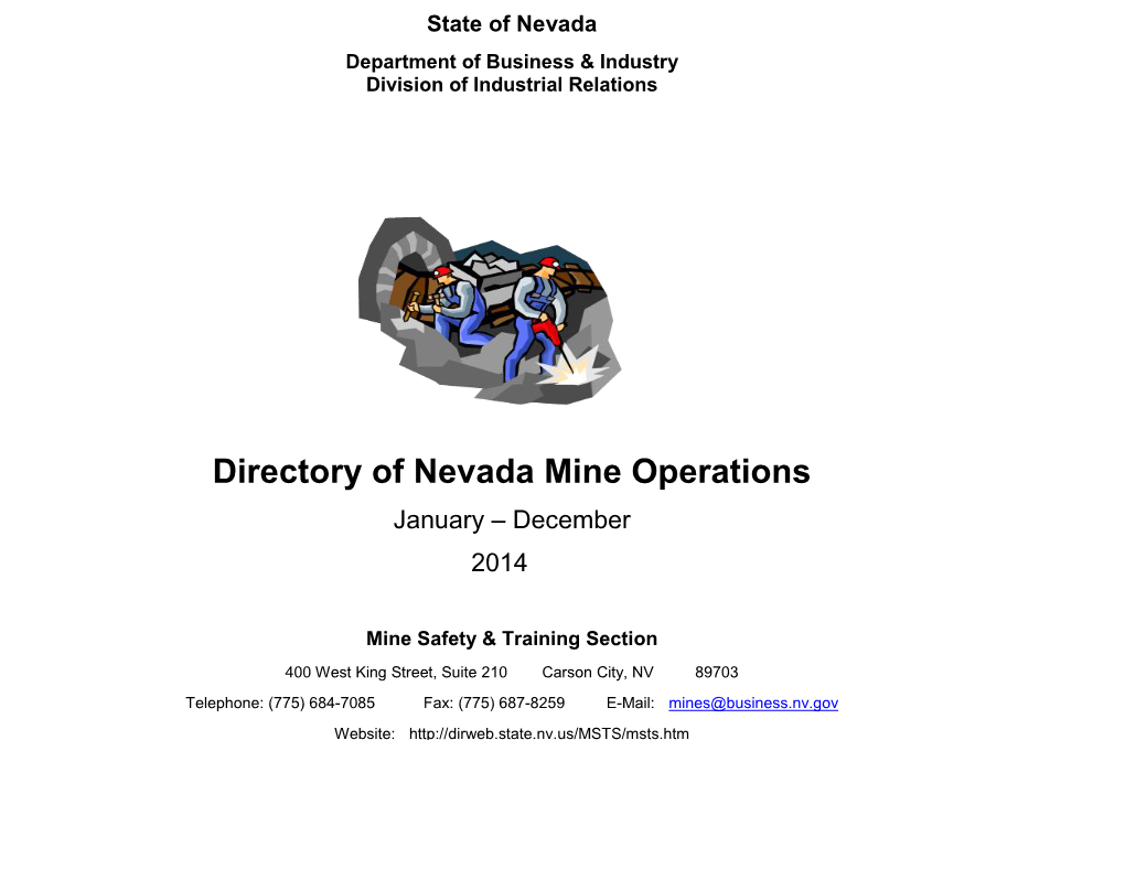 Directory of Nevada Mine Operations