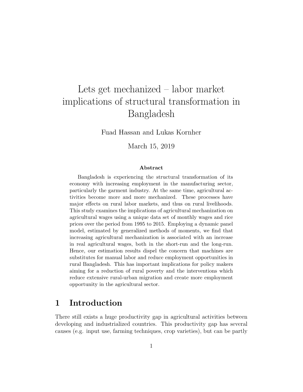 Labor Market Implications of Structural Transformation in Bangladesh