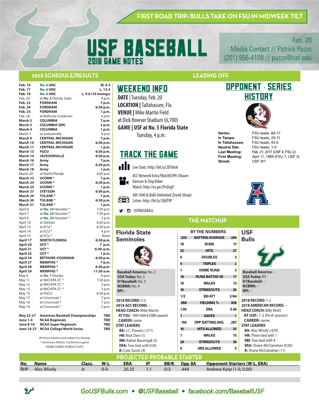 Track the Game Weekend Info Opponent