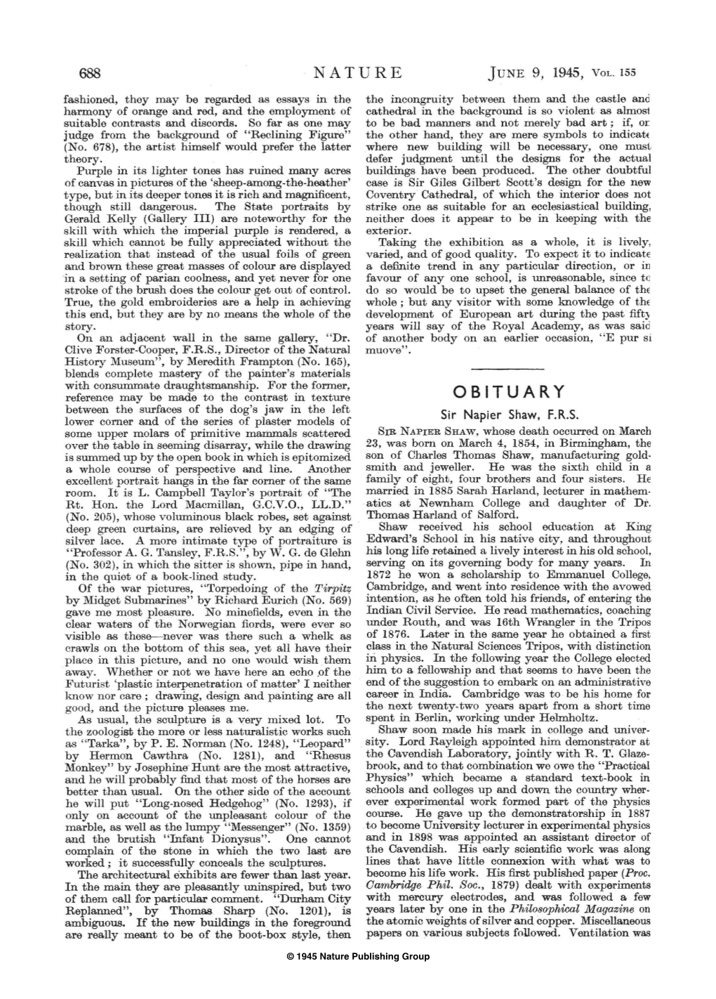 NATURE June 9, 1945, Vol