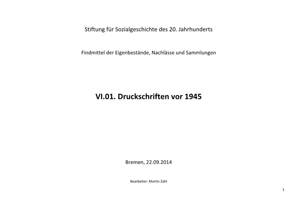 01. Druckschriften Vor 1945