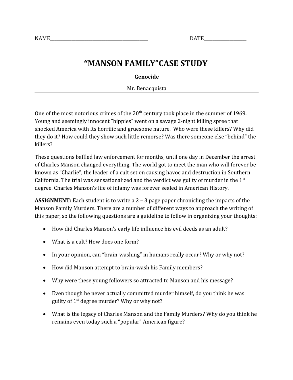 Manson Family Case Study