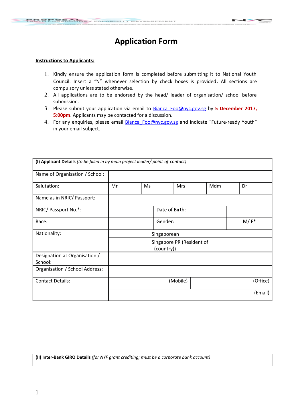 NYF Funding Application