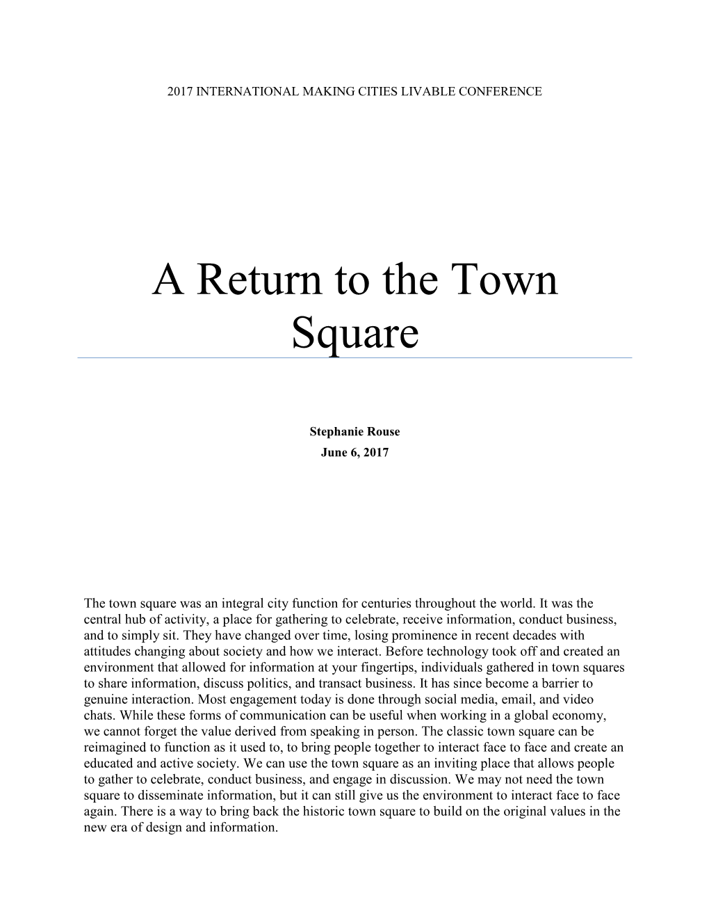 A Return to the Town Square