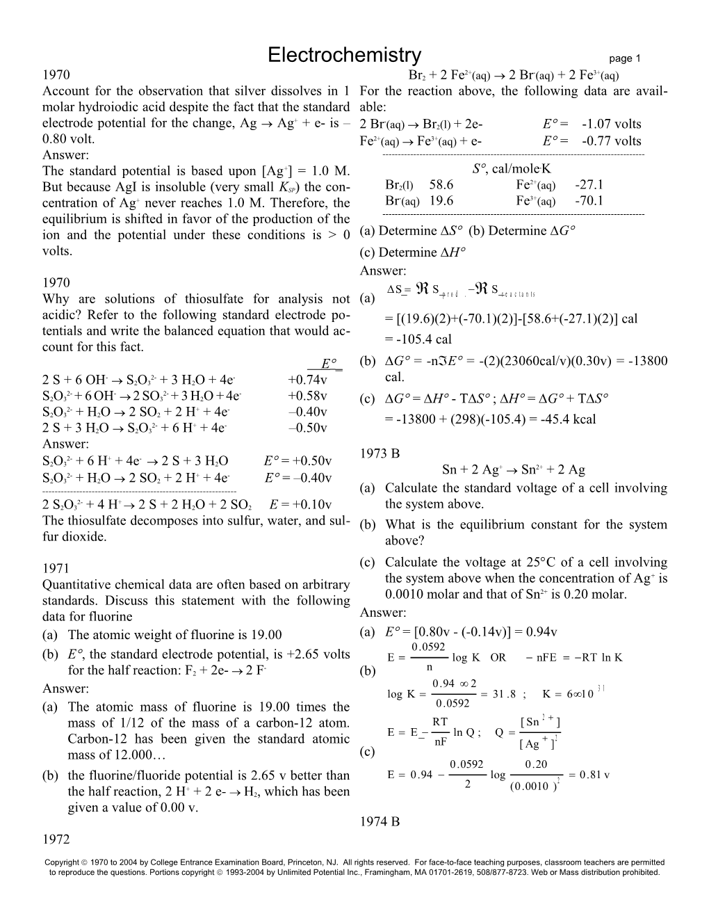 Electrochemistry Page 8