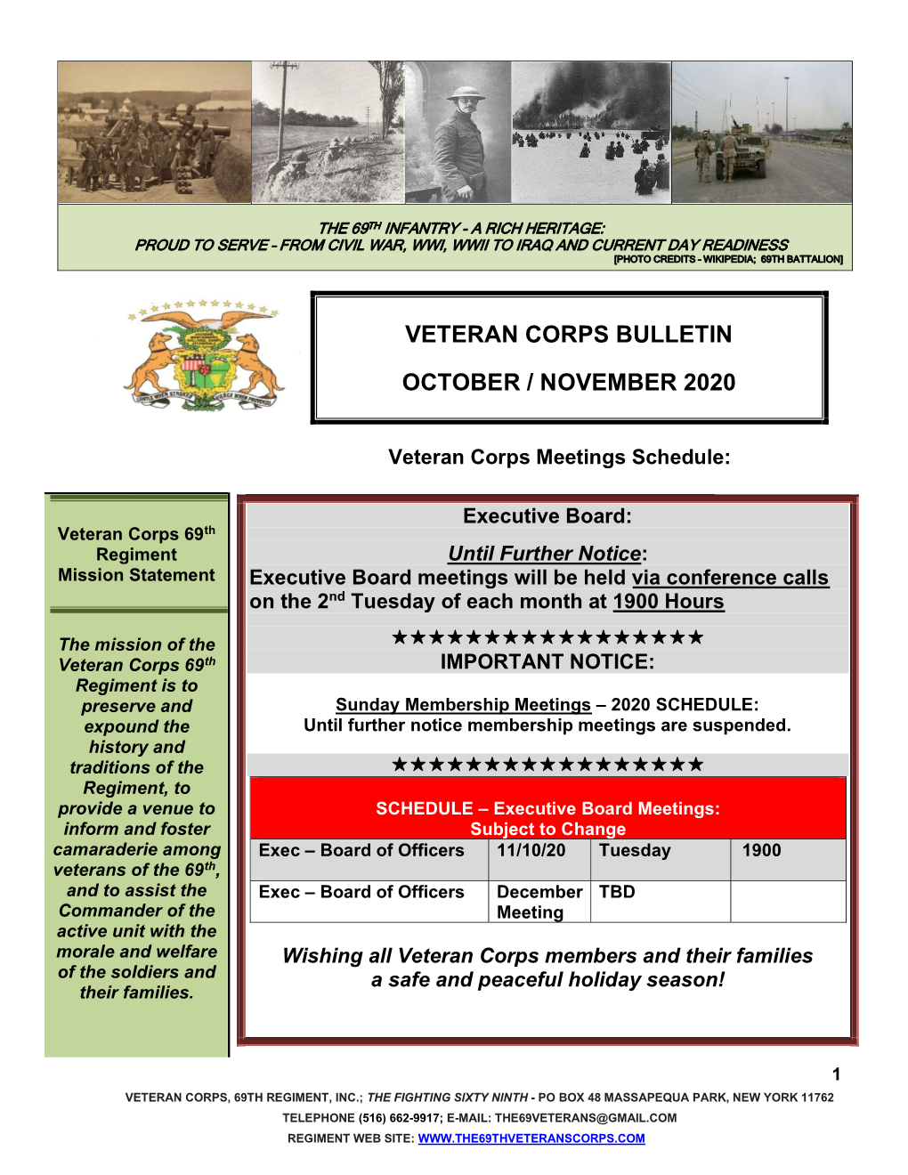 Veteran Corps Bulletin October / November 2020