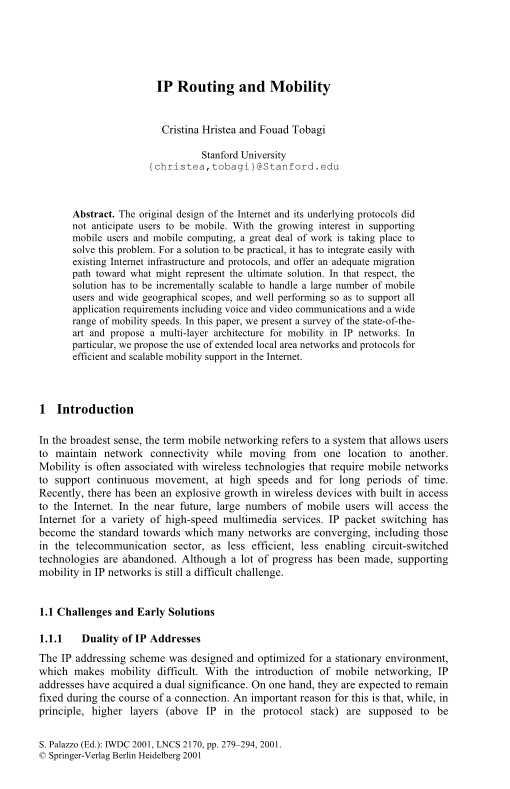 IP Routing and Mobility