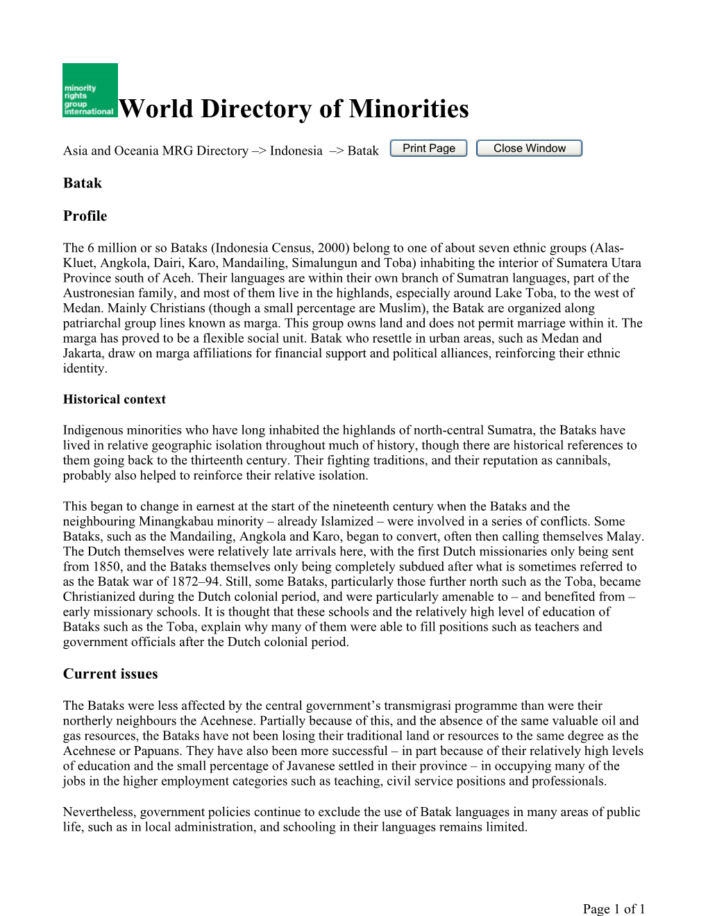 World Directory of Minorities