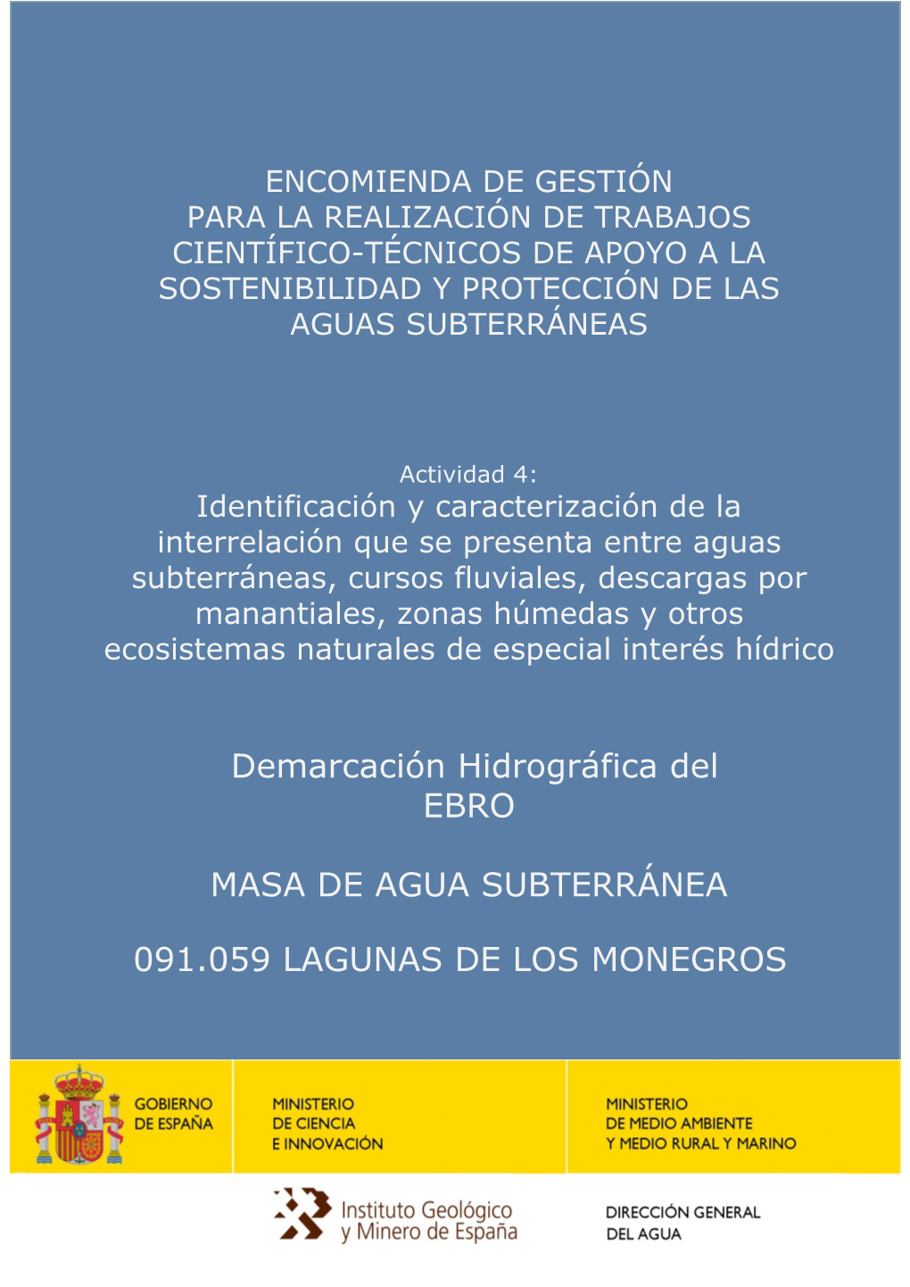 Demarcación Hidrográfica Del EBRO MASA DE AGUA SUBTERRÁNEA