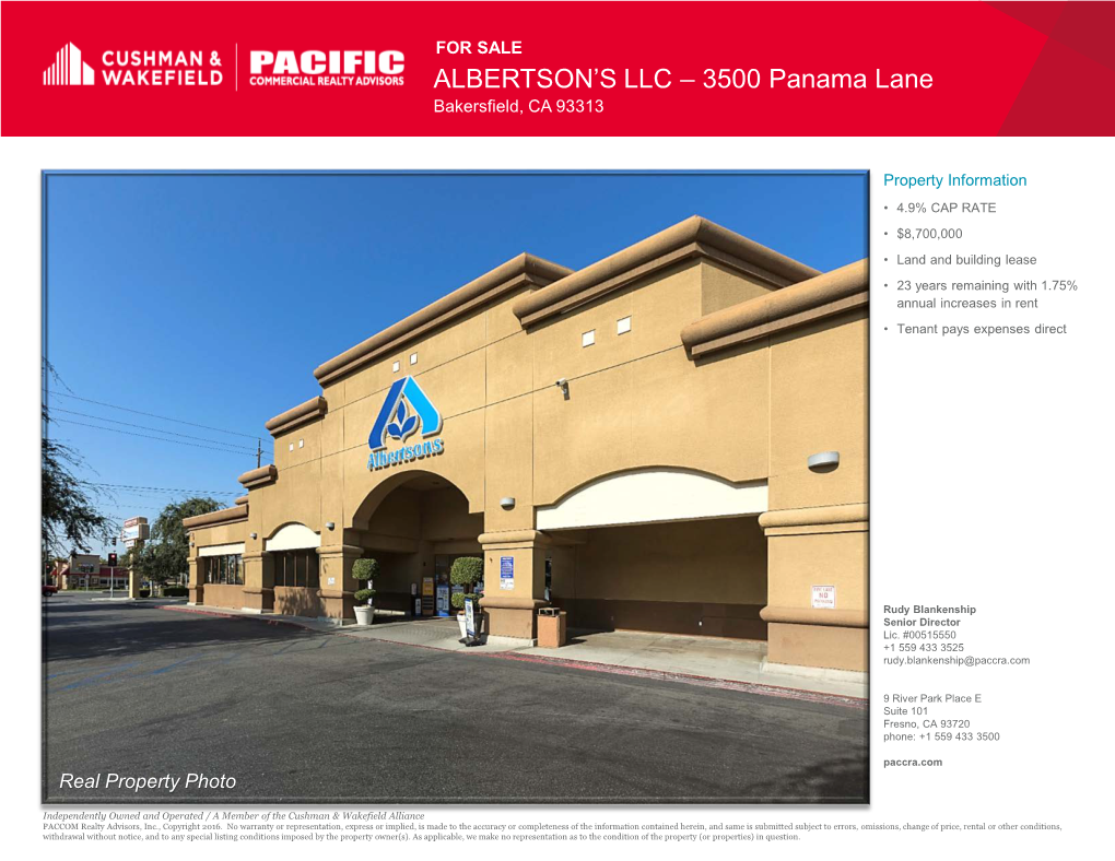 ALBERTSON's LLC – 3500 Panama Lane