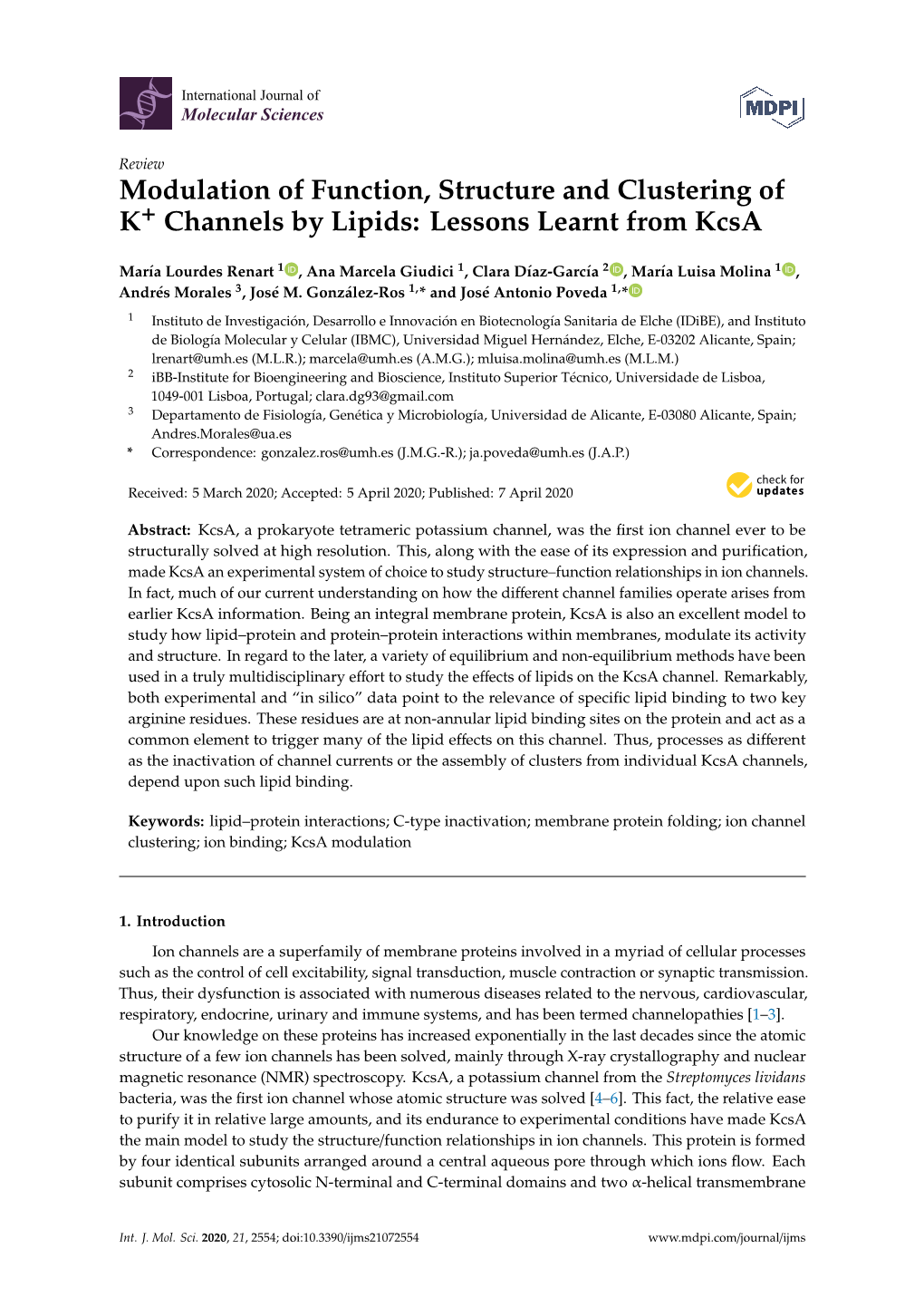 Modulation of Function, Structure and Clustering of K Channels by Lipids: Lessons Learnt from Kcsa