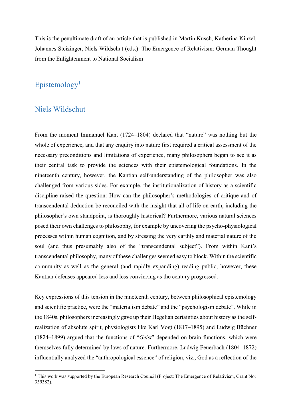 Epistemology1 Niels Wildschut