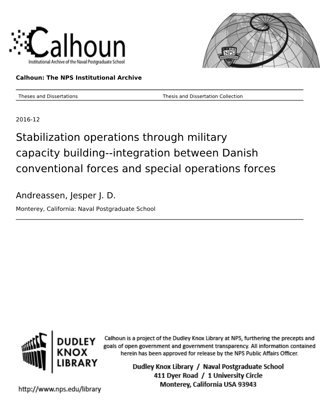 Stabilization Operations Through Military Capacity Building--Integration Between Danish Conventional Forces and Special Operations Forces