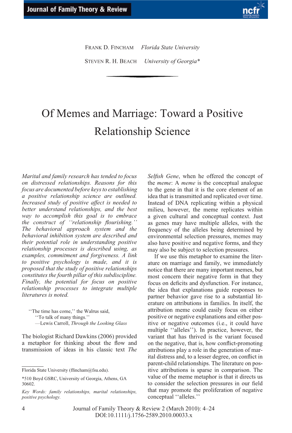 Of Memes and Marriage: Toward a Positive Relationship Science