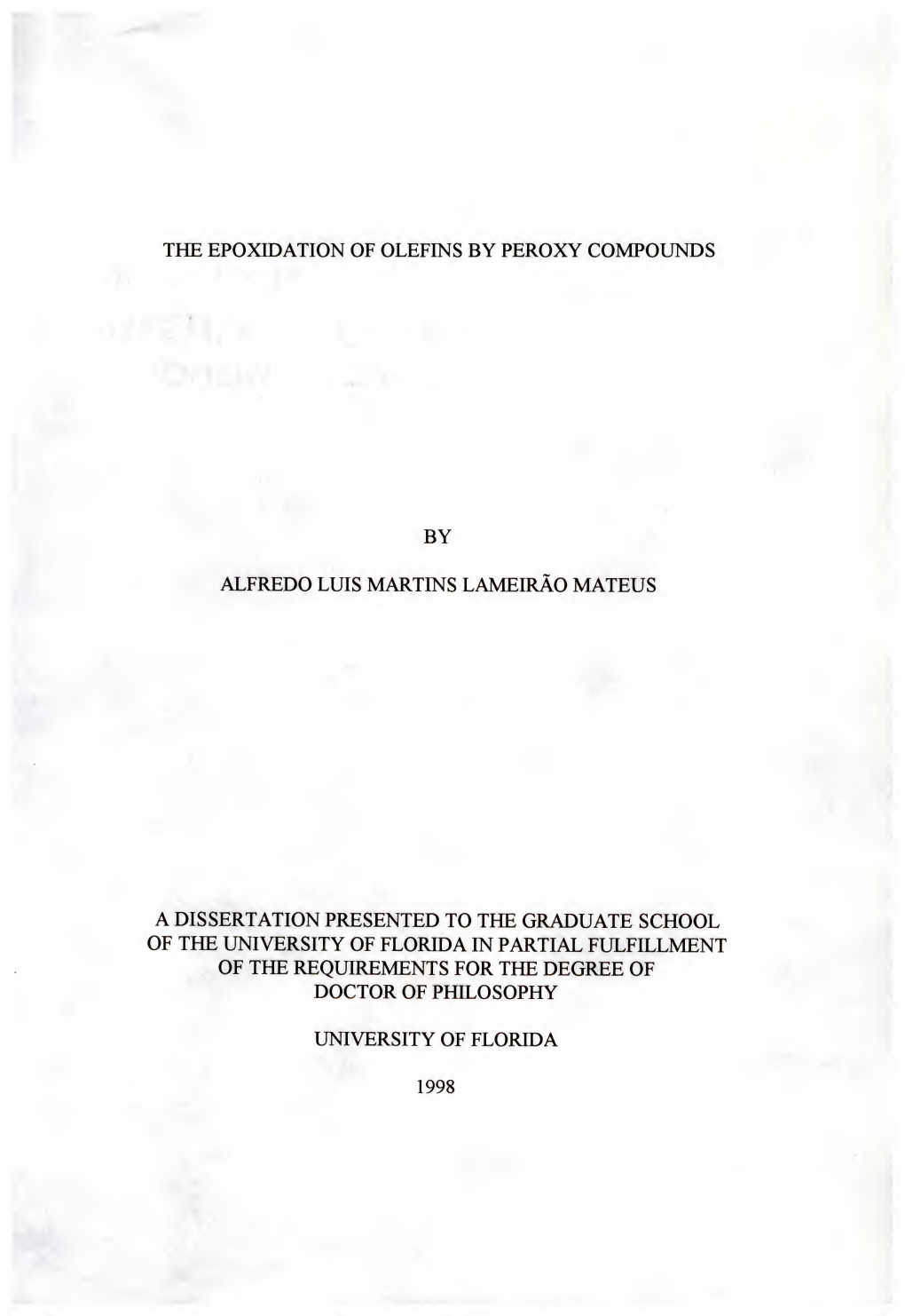 The Epoxidation of Olefins by Peroxy Compounds