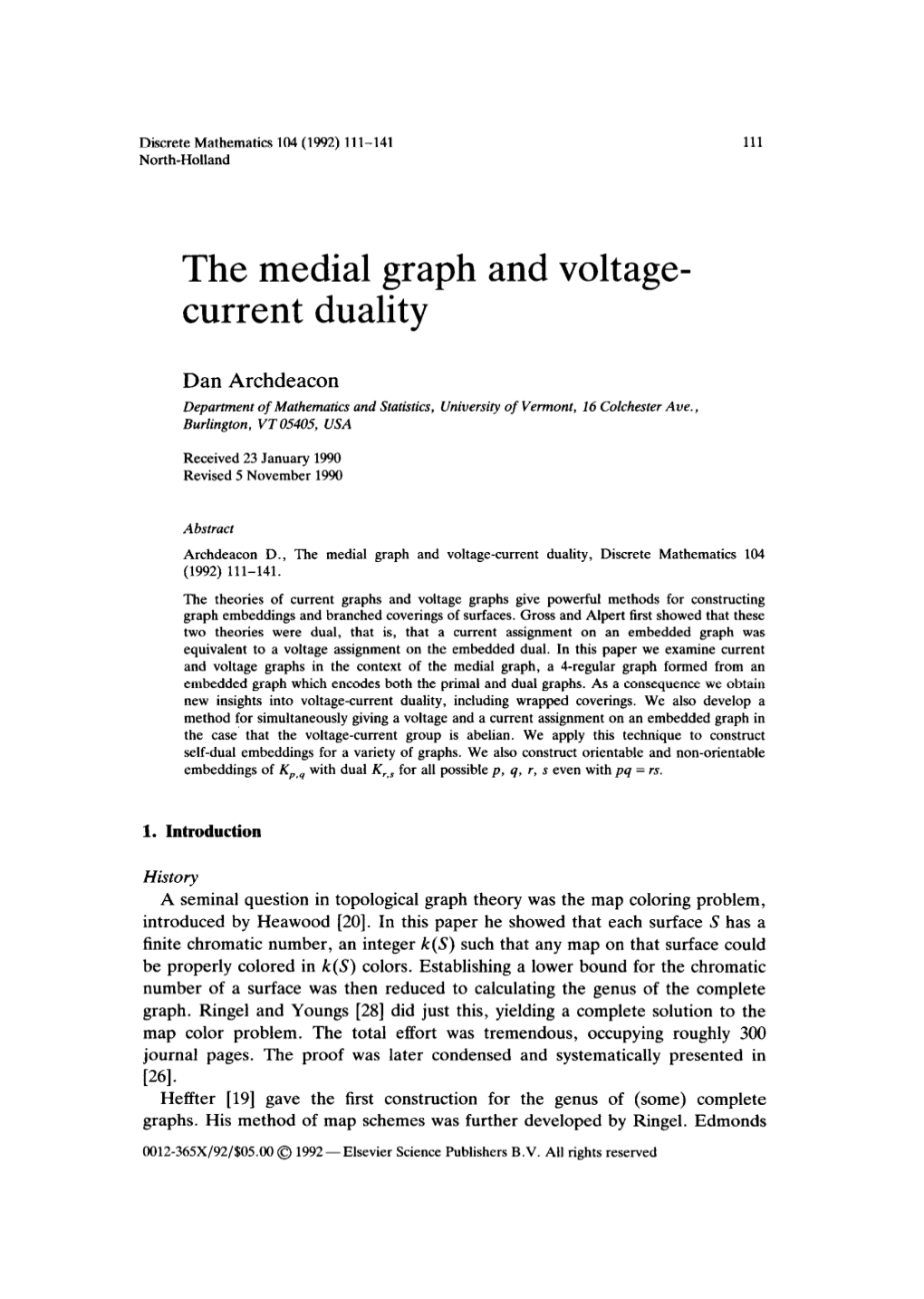 The Medial Graph and Voltage- Current Duality