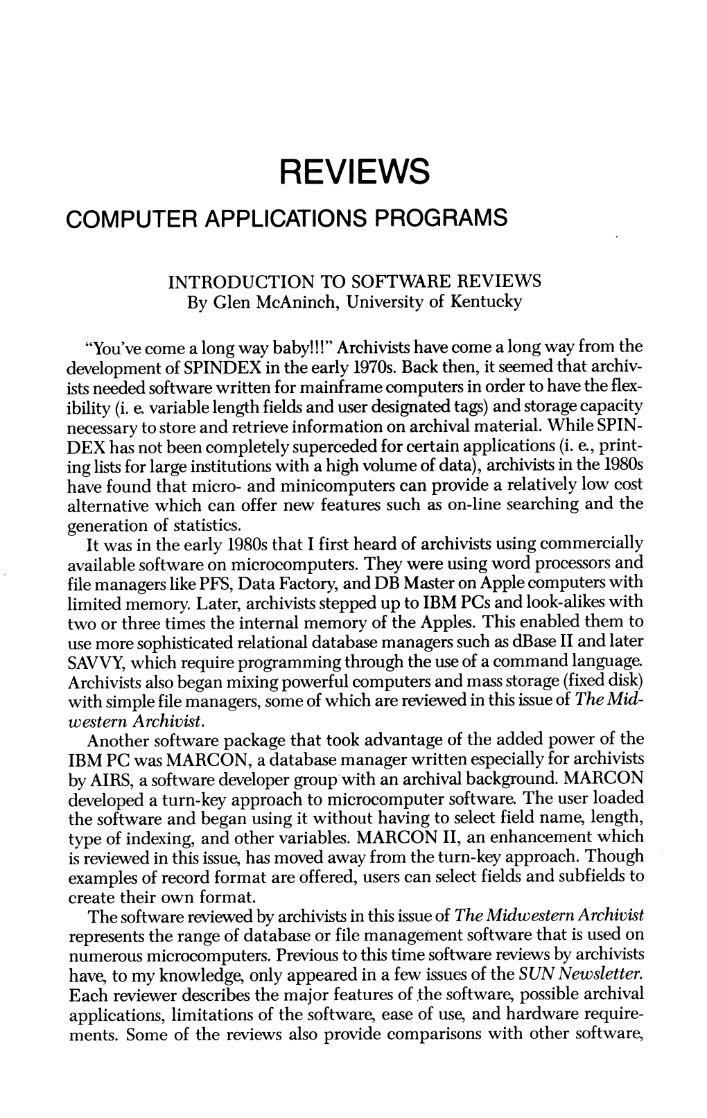 Reviews Computer Applications Programs