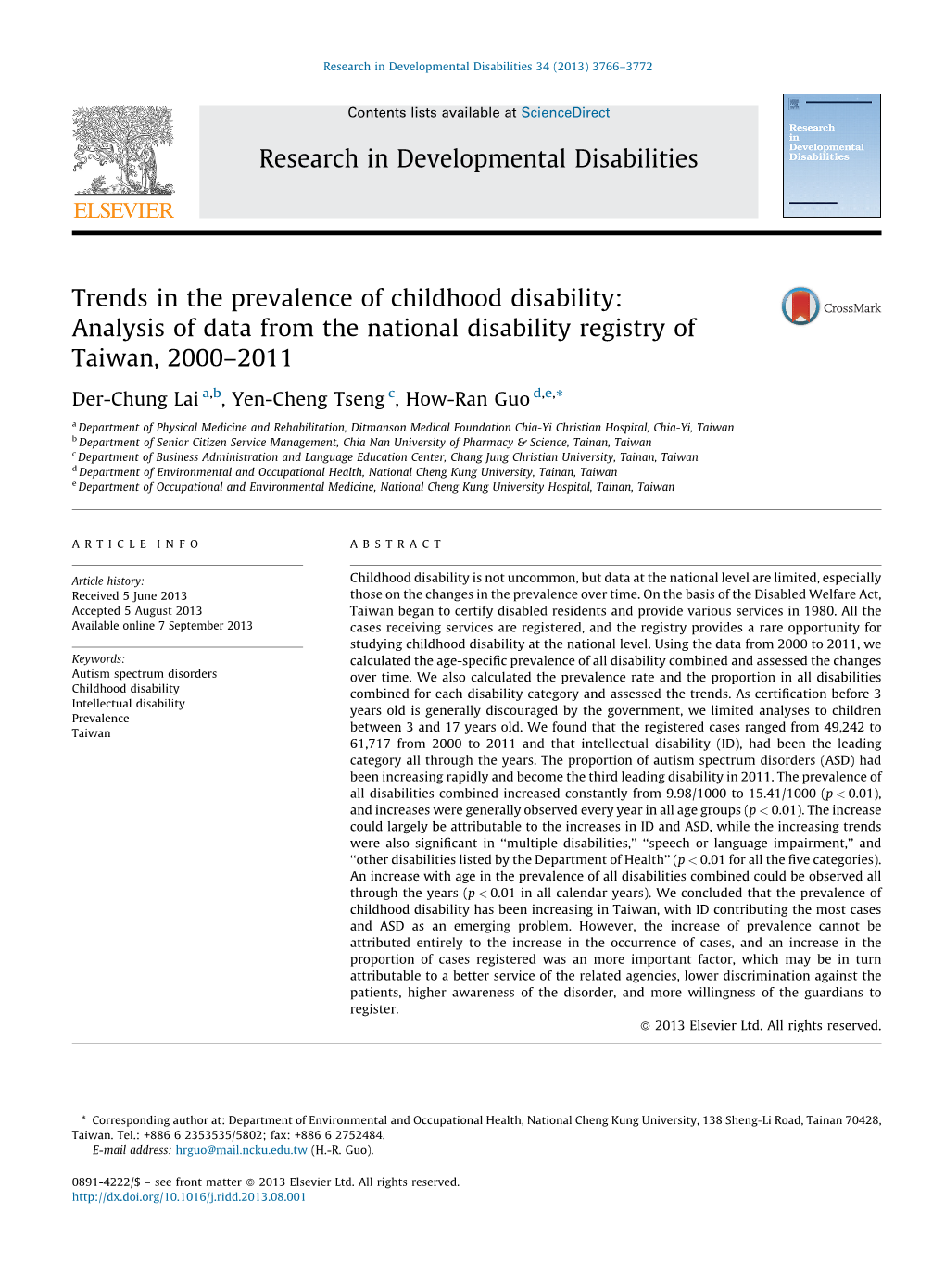 Trends in the Prevalence of Childhood Disability: Analysis of Data from The