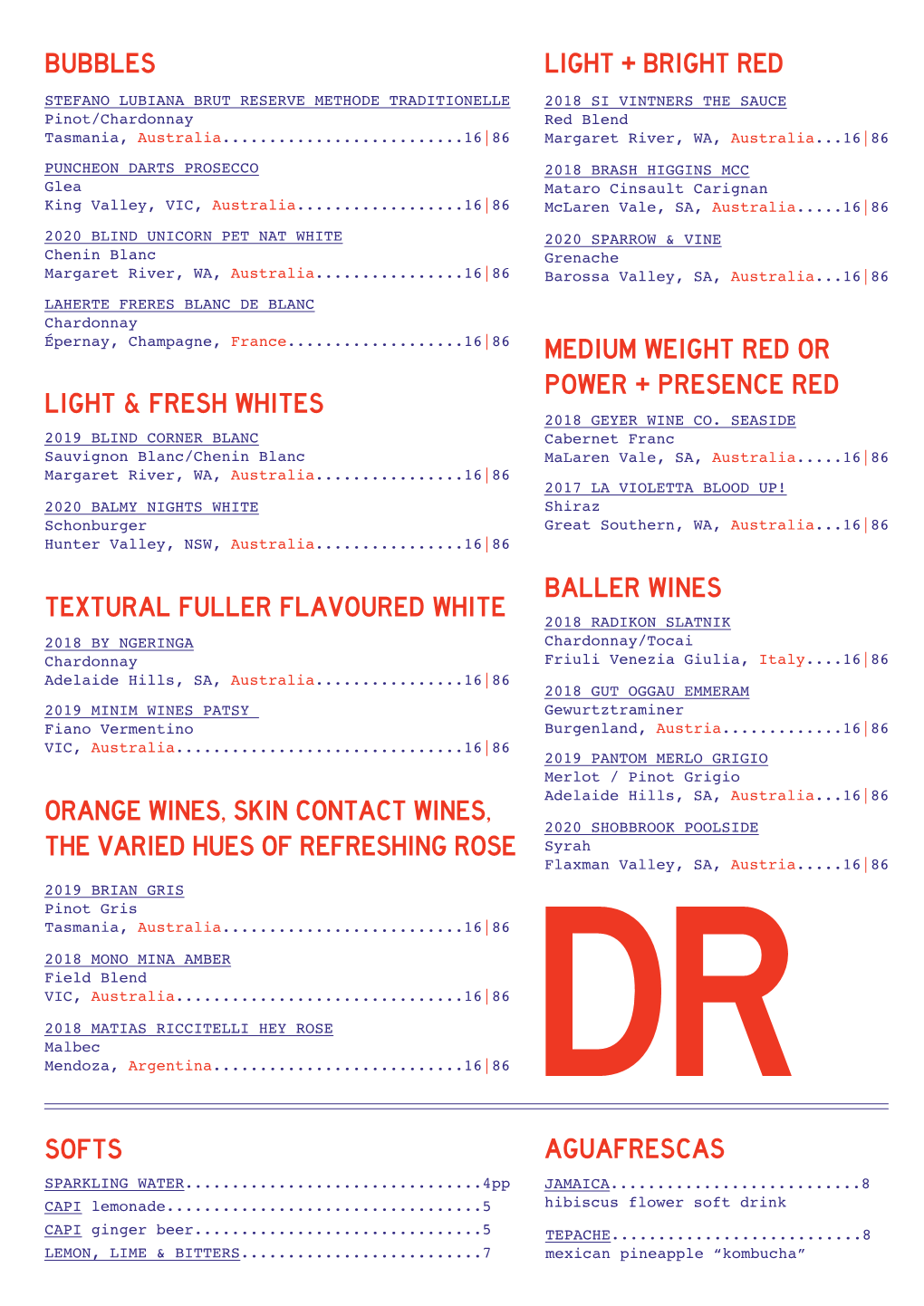 Sonora Drinks Menu-Ca De13 New Wines