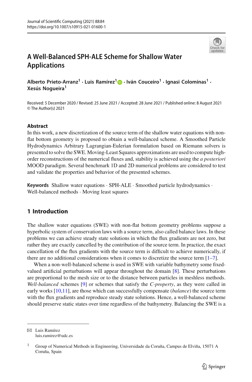 A Well-Balanced SPH-ALE Scheme for Shallow Water Applications