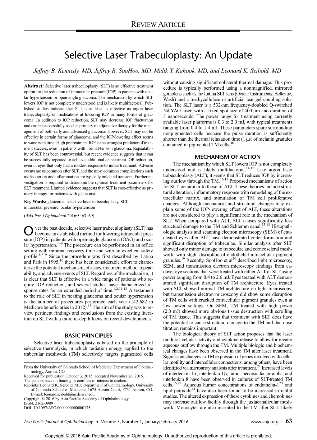 Selective Laser Trabeculoplasty: an Update