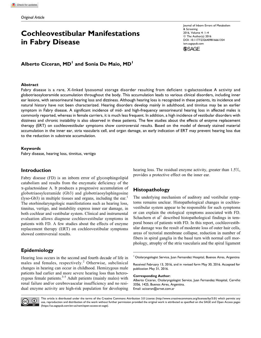 Cochleovestibular Manifestations in Fabry Disease