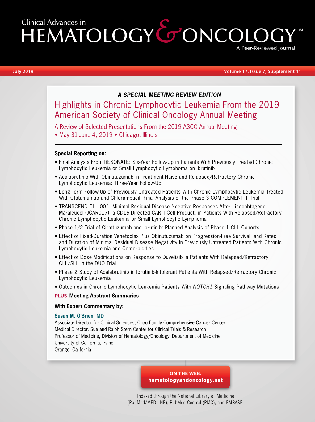 Highlights in Chronic Lymphocytic Leukemia from the 2019 American Society of Clinical Oncology Annual Meeting