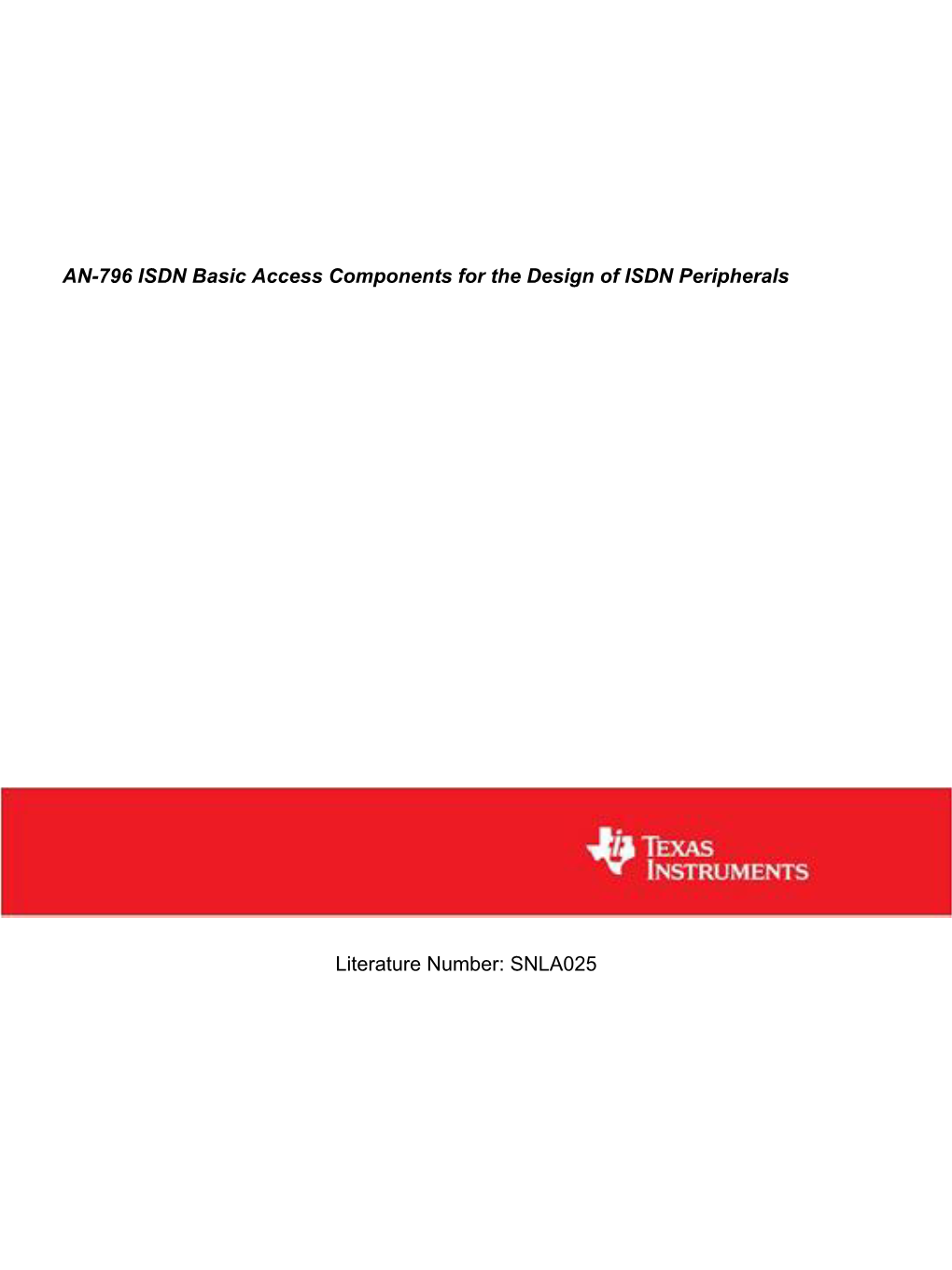 AN-796 ISDN Basic Access Components for the Design of ISDN Peripherals