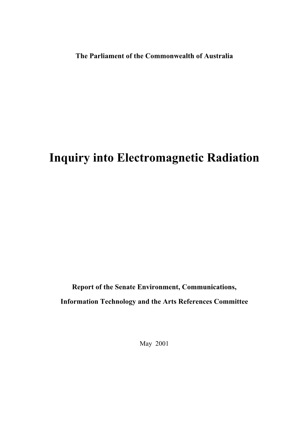 Report of the Senate Environment, Communications