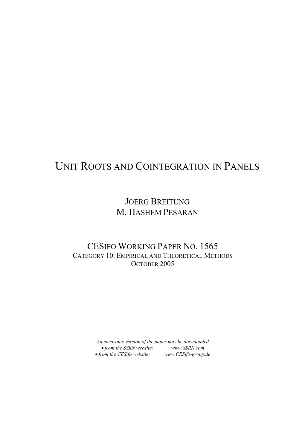 Unit Roots and Cointegration in Panels