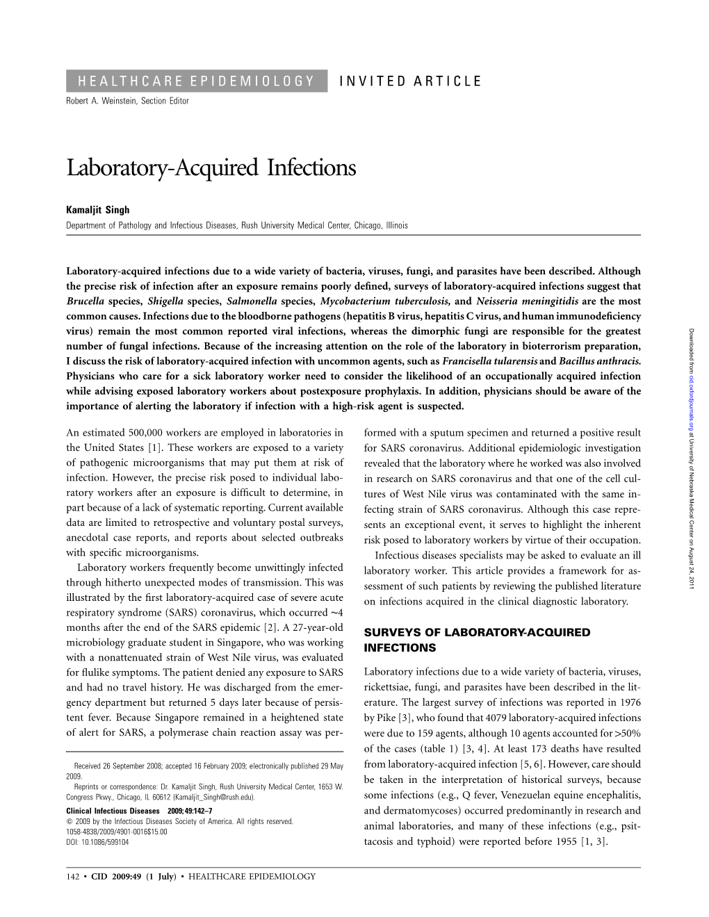 Laboratory-Acquired Infections