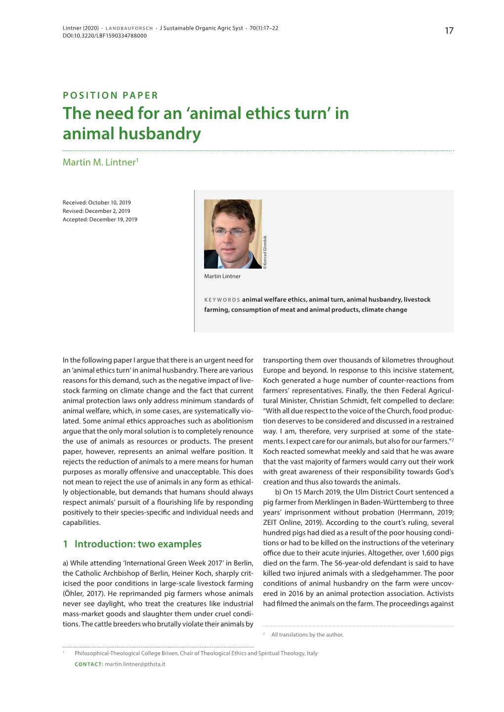 The Need for an 'Animal Ethics Turn' in Animal Husbandry